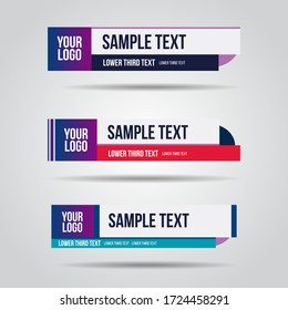 Lower third white and colorful design tv template modern contemporary. Set of banners bar screen broadcast show bar name. Collection of lower third for video editing on transparent background.