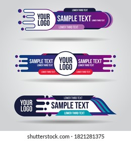 Lower third white and colorful design tv template modern contemporary. Set of banners bar screen broadcast show bar name. Collection of lower third for video editing on transparent background.