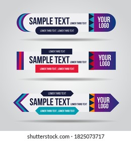 Lower third white and colorful design tv template modern contemporary. Set of banners bar screen broadcast show bar name. Collection of lower third for video editing on transparent background.