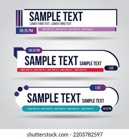 Lower third white and colorful design template modern contemporary. Set of banners bar screen broadcast bar name. Collection of lower third for video editing on transparent background.