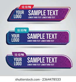 Lower third white and colorful design template modern contemporary.Set of banners bar screen broadcast bar name.Collection of lower third for video editing on transparent background.