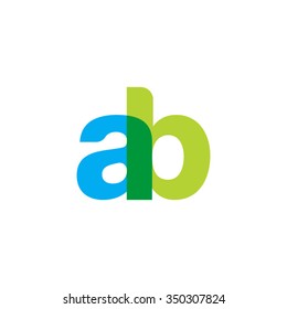 lowercase ab logo, blue green overlap transparent logo