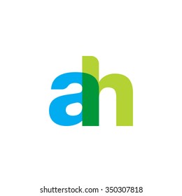 lowercase ah logo, blue green overlap transparent logo