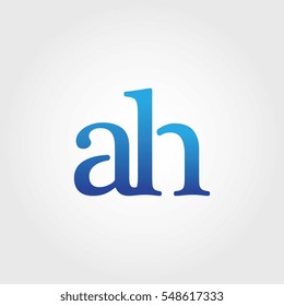 Lowercase ah Logotype. Blue Letter Logo. Letter Abbreviations. Vector Template Element.