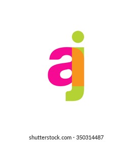 lowercase aj logo, pink green overlap transparent logo, modern lifestyle logo