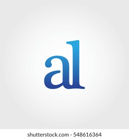 Lowercase al Logotype. Blue Letter Logo. Letter Abbreviations. Vector Template Element.