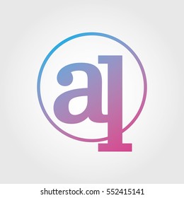 Lowercase al Ring Circle Logotype. Pink and Blue Gradient Logo Letter. Sign Abbreviations. Vector Template Element