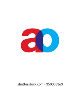 lowercase ao logo, red blue overlap transparent logo 