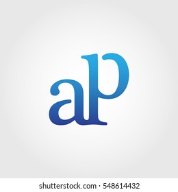 Lowercase ap Logotype. Blue Letter Logo. Letter Abbreviations. Vector Template Element.