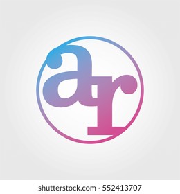 Lowercase ar Ring Circle Logotype. Pink and Blue Gradient Logo Letter. Sign Abbreviations. Vector Template Element