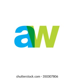 lowercase aw logo, blue green overlap transparent logo