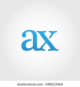 Lowercase ax Logotype. Blue Letter Logo. Letter Abbreviations. Vector Template Element.