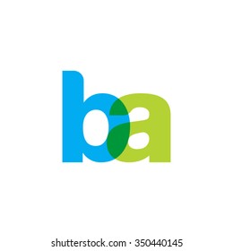 lowercase ba logo, blue green overlap transparent logo