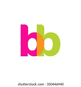 lowercase bb logo, pink green overlap transparent logo, modern lifestyle logo