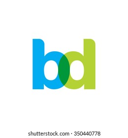 lowercase bd logo, blue green overlap transparent logo