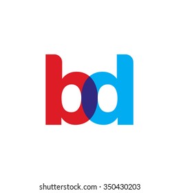 lowercase bd logo, red blue overlap transparent logo