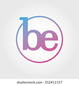 Lowercase be Ring Circle Logotype. Pink and Blue Gradient Logo Letter. Sign Abbreviations. Vector Template Element
