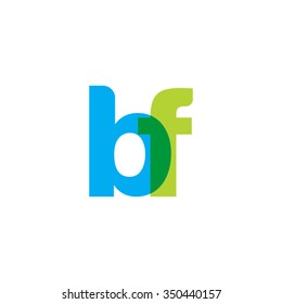 lowercase bf logo, blue green overlap transparent logo