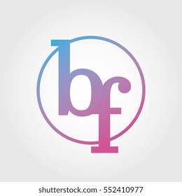 Lowercase bf Ring Circle Logotype. Pink and Blue Gradient Logo Letter. Sign Abbreviations. Vector Template Element