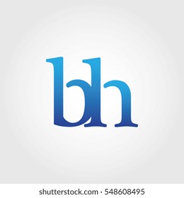 Lowercase bh Logotype. Blue Letter Logo. Letter Abbreviations. Vector Template Element.
