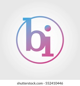 Lowercase bi Ring Circle Logotype. Pink and Blue Gradient Logo Letter. Sign Abbreviations. Vector Template Element