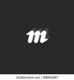 Lowercase bold letter M logo. Graphic design element black and white style sleek lines geometric shape with shadows. Small identity simple symbol for business card emblem.