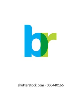 lowercase br logo, blue green overlap transparent logo
