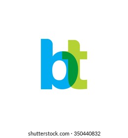lowercase bt logo, blue green overlap transparent logo