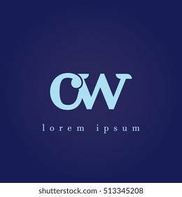 lowercase c and w vector logo. cw initial design template for download