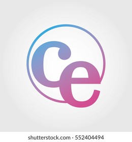 Lowercase ce Ring Circle Logotype. Pink and Blue Gradient Logo Letter. Sign Abbreviations. Vector Template Element