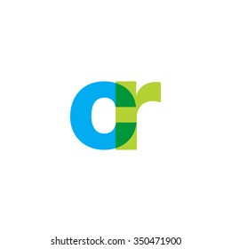 lowercase cr logo, blue green overlap transparent logo