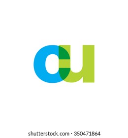 lowercase cu logo, blue green overlap transparent logo