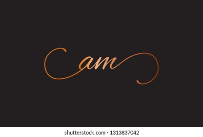 am Lowercase Cursive Letter Initial Logo Design Template Vector Illustration