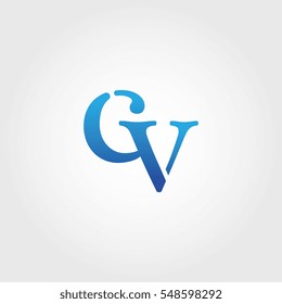 Lowercase cv Logotype. Blue Letter Logo. Letter Abbreviations. Vector Template Element.