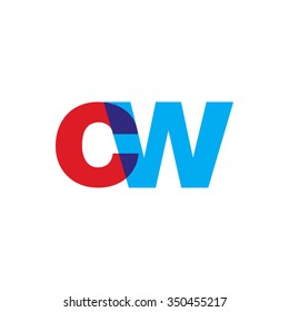 lowercase cw logo, red blue overlap transparent logo