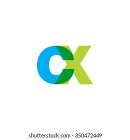 lowercase cx logo, blue green overlap transparent logo