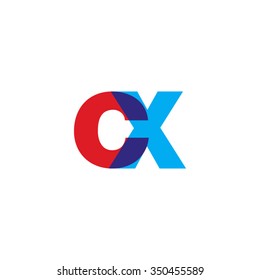 lowercase cx logo, red blue overlap transparent logo