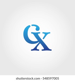Lowercase cx Logotype. Blue Letter Logo. Letter Abbreviations. Vector Template Element.