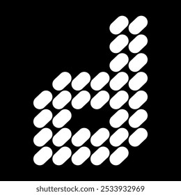 El diseño de letra "d" minúscula está hecho de puntos (como piedras). Este diseño de letras también se ve minimalista, estético, profesional, deportivo, único y, por supuesto, muy cool.