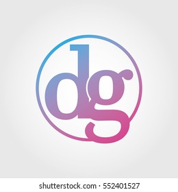 Lowercase dg Ring Circle Logotype. Pink and Blue Gradient Logo Letter. Sign Abbreviations. Vector Template Element