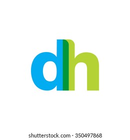 lowercase dh logo, blue green overlap transparent logo