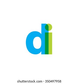 lowercase di logo, blue green overlap transparent logo