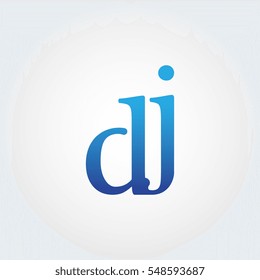Lowercase dj Logotype. Blue Letter Logo. Letter Abbreviations. Vector Template Element.