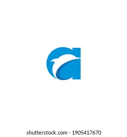 lowercase a dolphin logo design