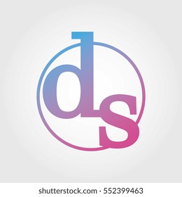 Lowercase ds Ring Circle Logotype. Pink and Blue Gradient Logo Letter. Sign Abbreviations. Vector Template Element