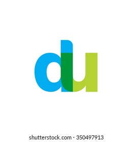 lowercase du logo, blue green overlap transparent logo