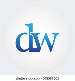 Lowercase dw Logotype. Blue Letter Logo. Letter Abbreviations. Vector Template Element.