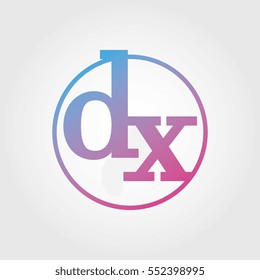 Lowercase dx Ring Circle Logotype. Pink and Blue Gradient Logo Letter. Sign Abbreviations. Vector Template Element