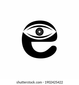 Lowercase of e letter with eye logo template for business purpose