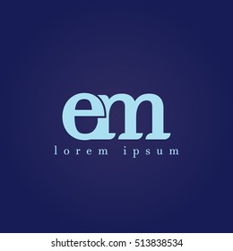 lowercase e and m vector logo. em initial design template for download